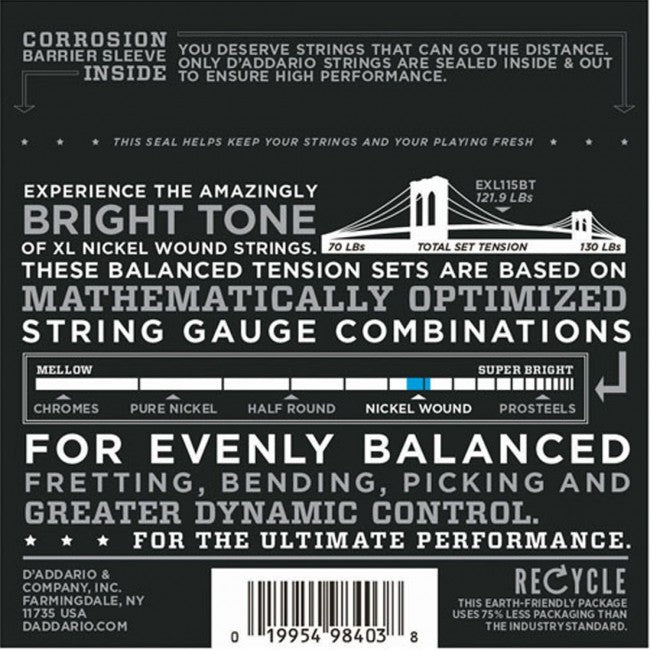 D'Addario EXL115BT Strings 11-49 Medium