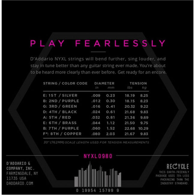 D'Addario NYXL0980 Electric Strings