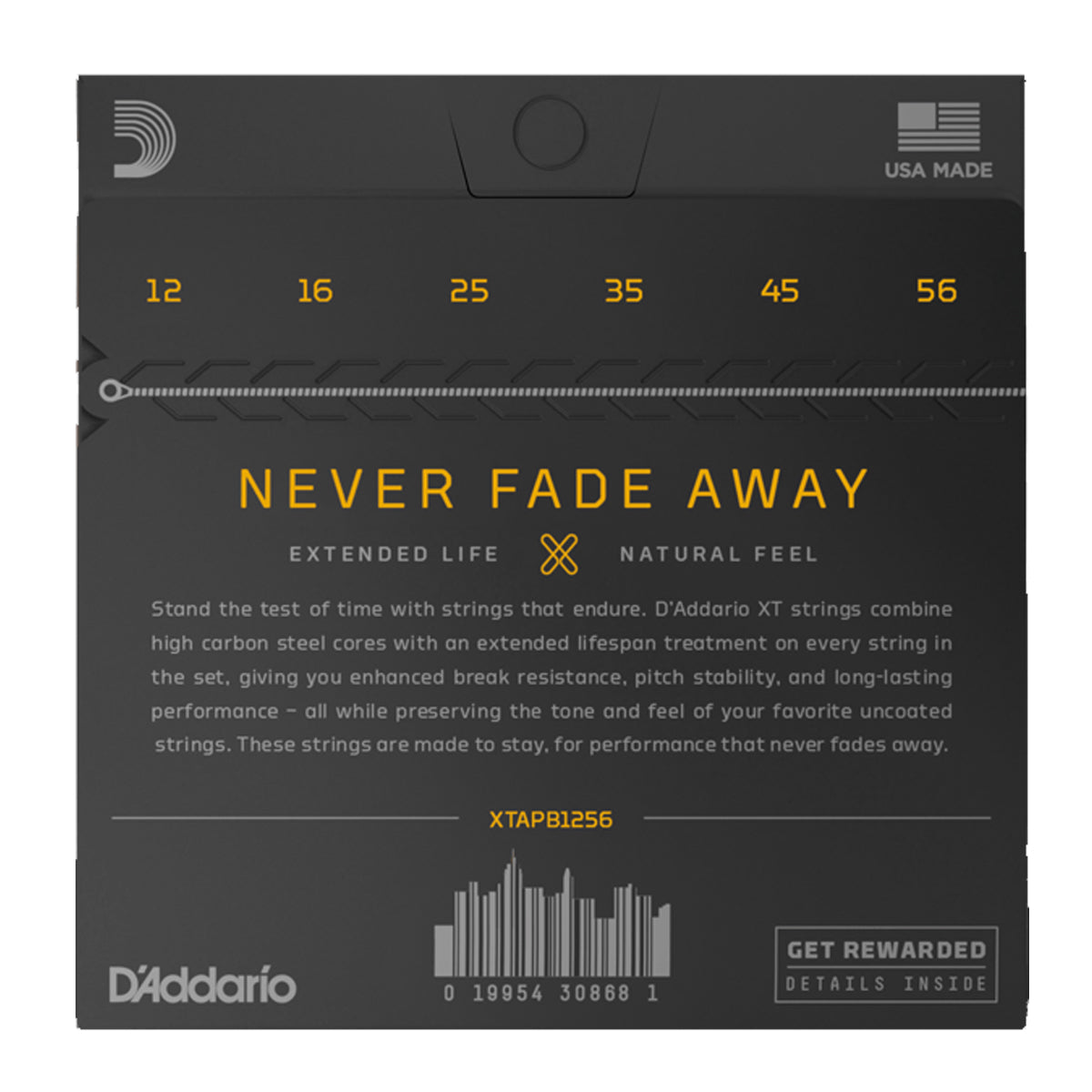D'Addario XTAPB1256 Acoustic Guitar Strings XT Phosphor Bronze 12-56 Light Top/Medium Bottom