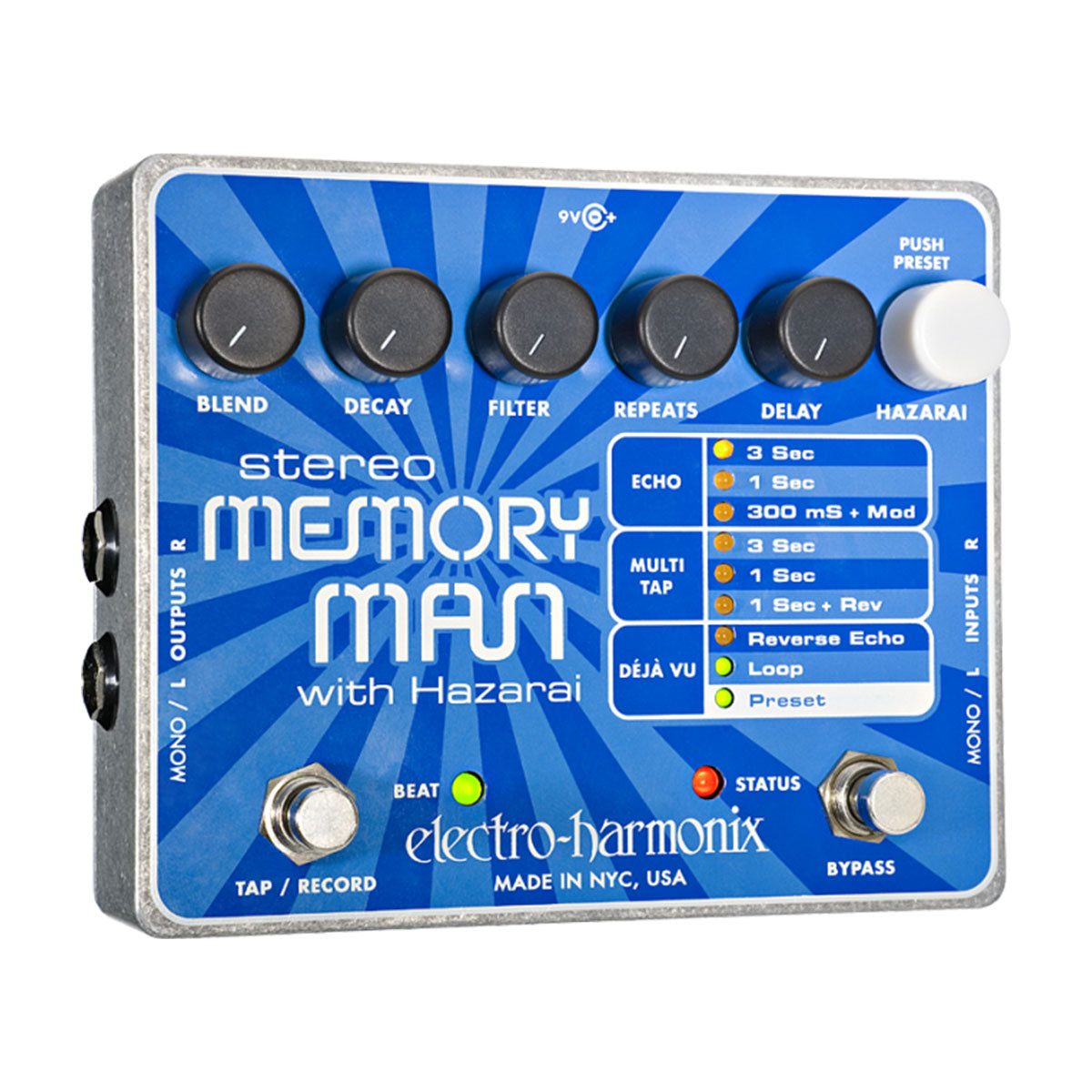 Electro-Harmonix EHX Stereo Memory Man with Hazarai Digital Delay Looper Effects Pedal FX