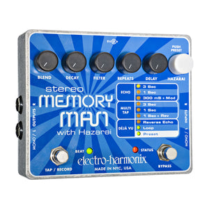 Electro-Harmonix EHX Stereo Memory Man with Hazarai Digital Delay Looper Effects Pedal FX