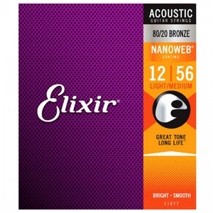 Elixir 11077 Acoustic Guitar Strings Nanoweb Light-Medium