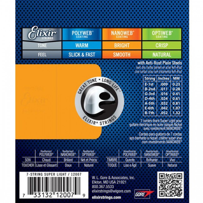 Elixir 12007 Electric Guitar Super Light 9-52