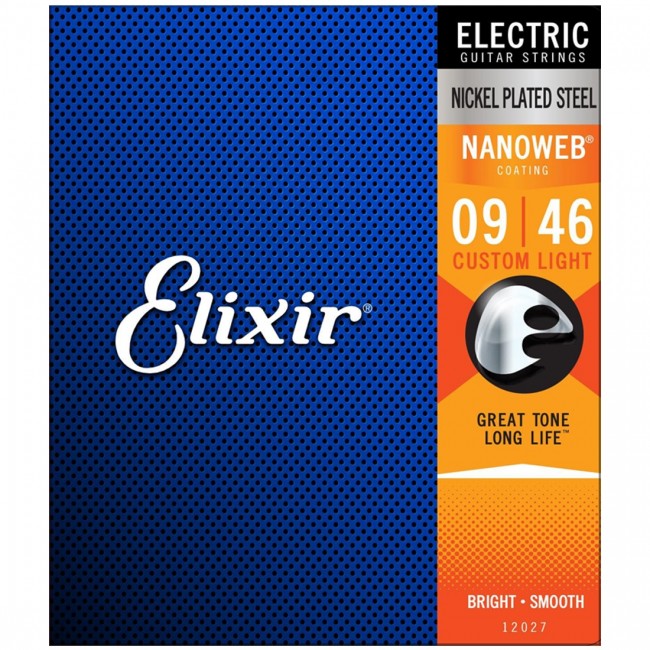 Elixir 12027 Electric Guitar Strings Nanoweb Custom Light 