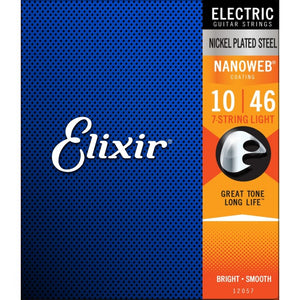 Elixir 12057 Electric Guitar Strings 7-Str Nanoweb Light 10-56 E-NW-7L