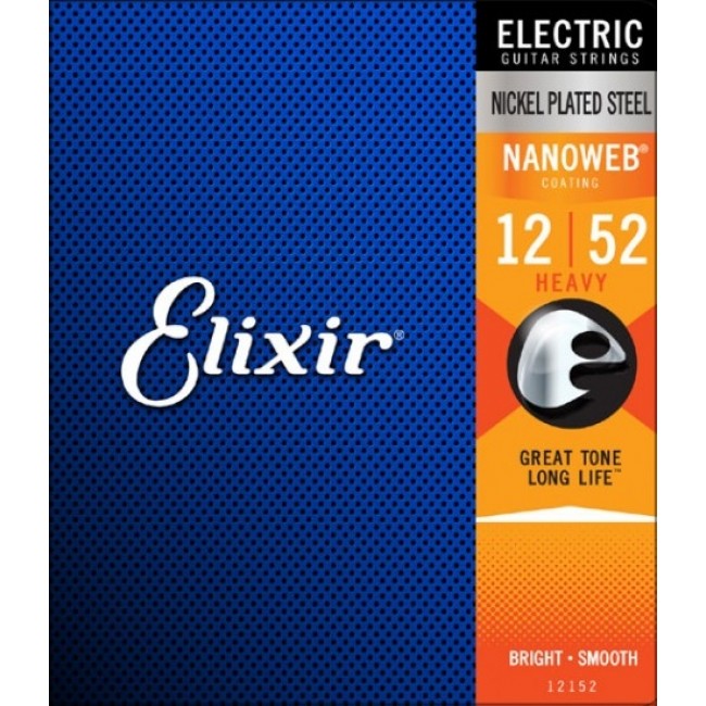 Elixir 12152 Electric Guitar Strings Nanoweb Heavy 12-52 E-NW-H 