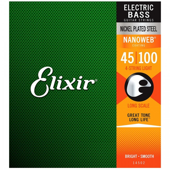 Elixir 14052 Bass Guitar Strings 4 String Light 45-100 B-NW-L