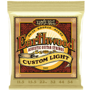 Ernie Ball 2007 Earthwood Acoustic Guitar Strings 80/20 BRONZE Custom Light 11.5-54