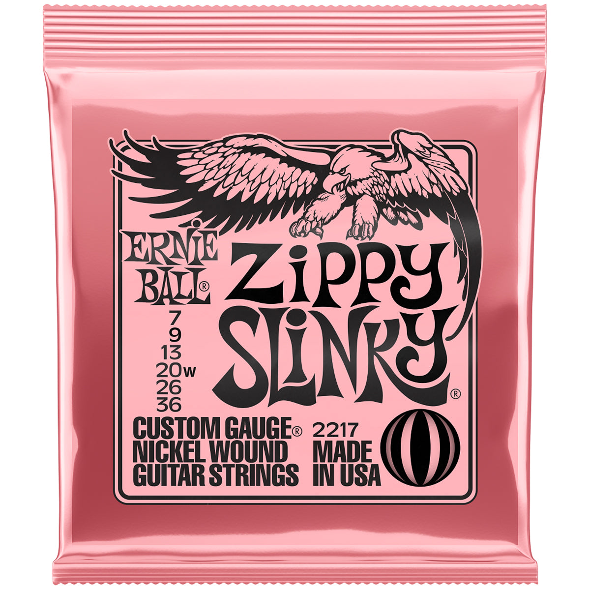 Ernie Ball 2217 Electric Guitar Strings Slinky Nickel Wound Zippy 7-36