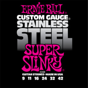 Ernie Ball 2248 Electric Guitar Strings Stainless Steel Super Slinky 9-42