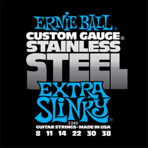 Ernie Ball 2249 Electric Guitar Strings Stainless Steel Extra Slinky 8-38