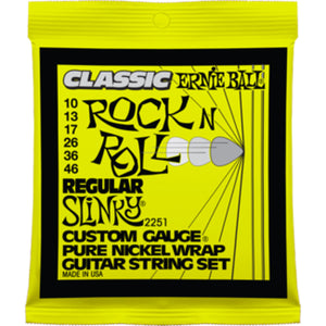 Ernie Ball 2251 Electric Guitar Strings Pure Nickel Rock N Roll Classic Regular Slinky 10-46