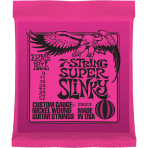 Ernie Ball 2623 Electric Guitar Strings 7-String Slinky Nickel Wound Super 9-52