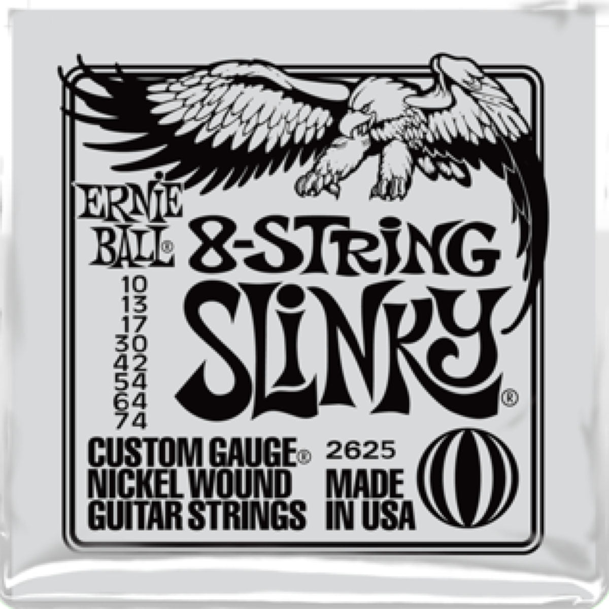 Ernie Ball 2625 Electric Guitar Strings 8-String Nickel Wound Slinky 10-74