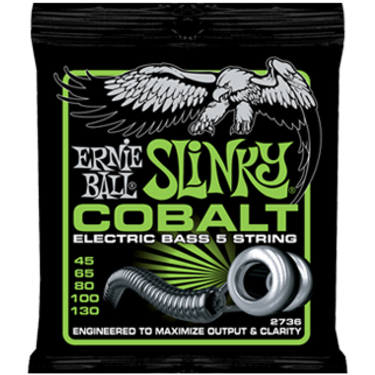 Ernie Ball 2736 Bass Guitar Strings 5-String Cobalt Regular Slinky 45-130