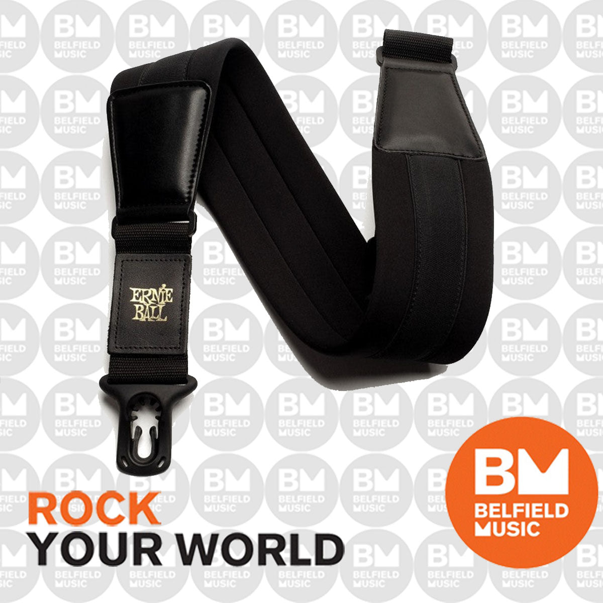Ernie Ball 4146 PolyLock Guitar Strap 3inch Wide Soft Neoprene Buy Online Belfield Music