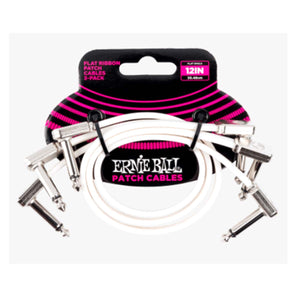 Ernie Ball 6386 3 x 1ft (30cm) Flat Ribbon Patch Cable Lead - White