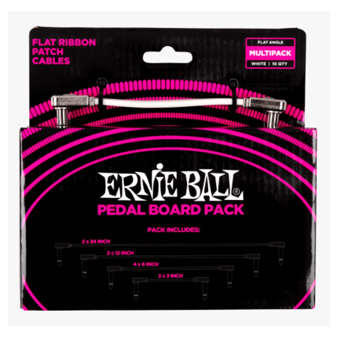 Ernie Ball 6387 Multi-Pack Flat Ribbon Patch Cables Pedalboard - White
