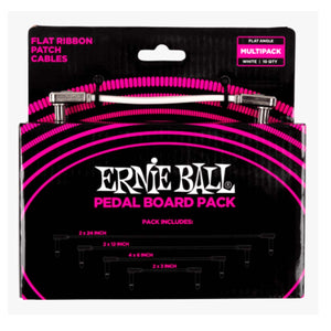 Ernie Ball 6387 Multi-Pack Flat Ribbon Patch Cables Pedalboard - White