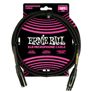 Ernie Ball 6390 Microphone Cable 5ft Black Braided XLR Mic Lead