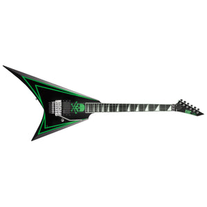 ESP Custom Shop ALEXI GREENY Laiho Signature Electric Guitar Black w/ Lime Green Pinstripe & Skull