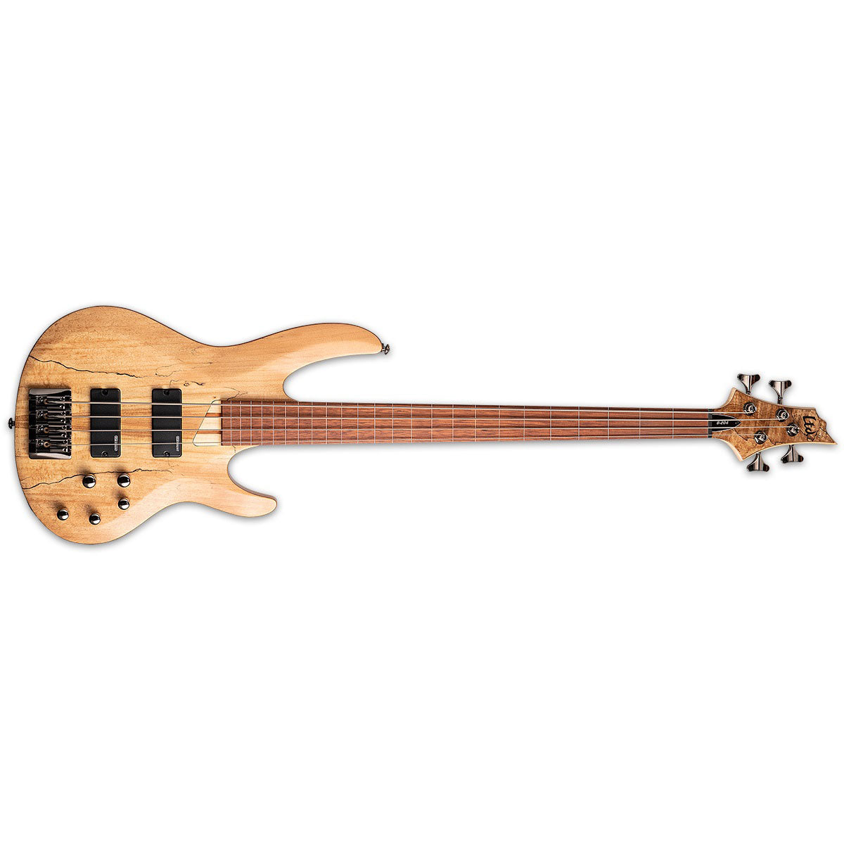 ESP LTD B-204SM Fretless Bass Guitar Natural Satin Spalted Maple Top w/ Active EQ