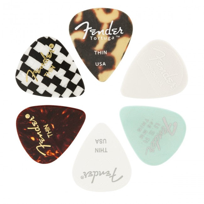 Fender 351 Shape Material Medley Guitar Picks Thin 6-Pack