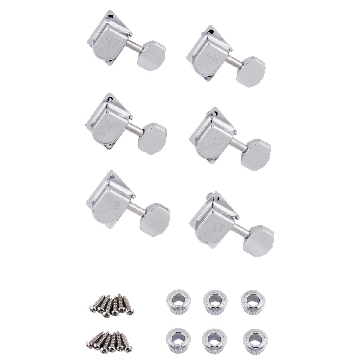 Fender 70s "F" Style Stratocaster/Telecaster Tuning Machines Chrome (6 Pack) - 0990822100