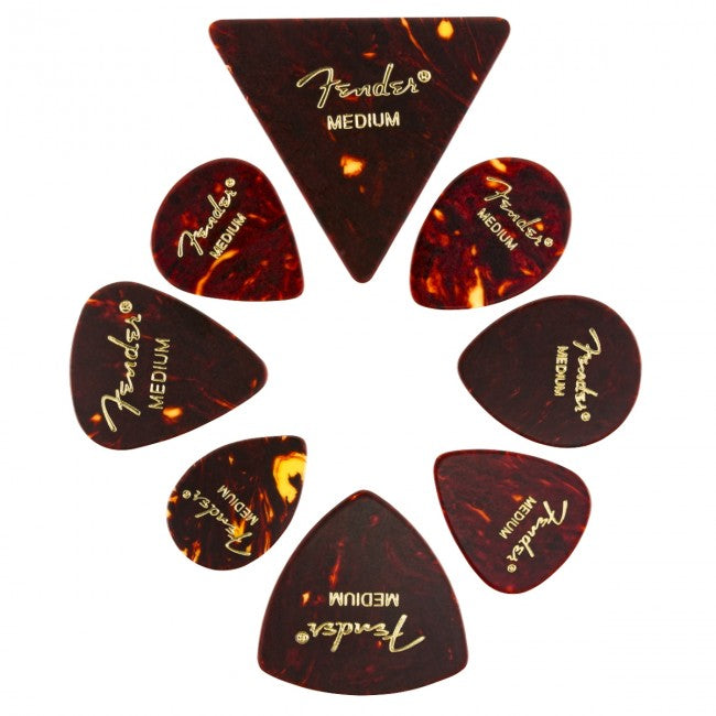 Fender All Shapes Celluloid Medley Guitar Picks Medium Tortoise Shell 8-Pack