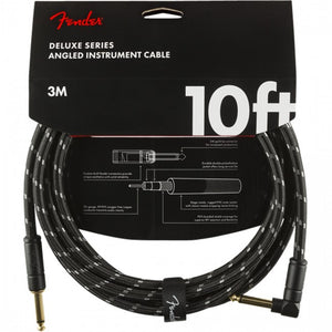 Fender Deluxe Ins Cable 10ft Straight/Angle Black Tweed