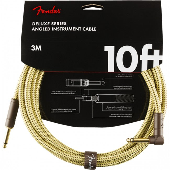 Fender Deluxe Ins Cable 10ft Straight/Angle Tweed