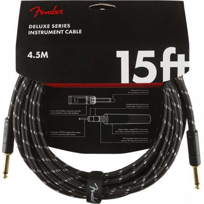 Fender Deluxe Instrument Cable 15ft Black Tweed