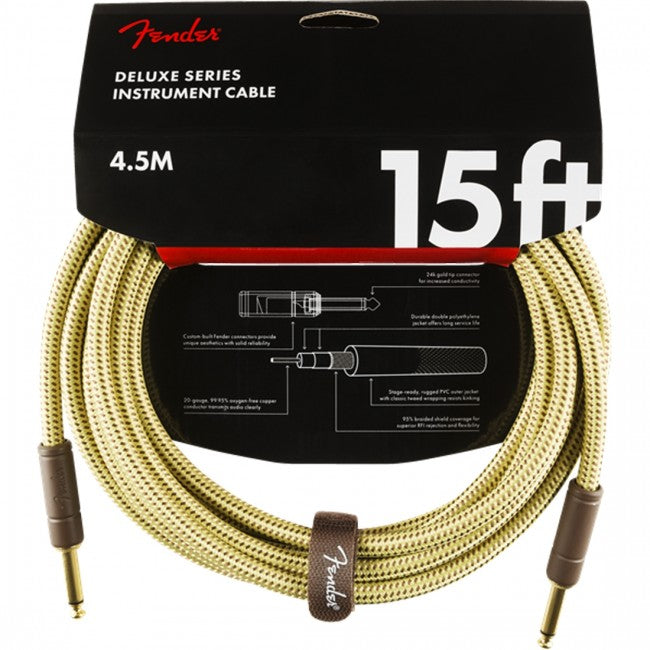 Fender Deluxe Instrument Cable 15ft Straight Tweed