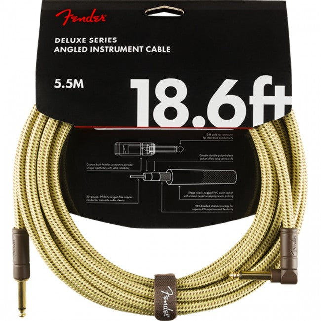 Fender Deluxe Ins Cable 18.6ft Straight/Angle Tweed