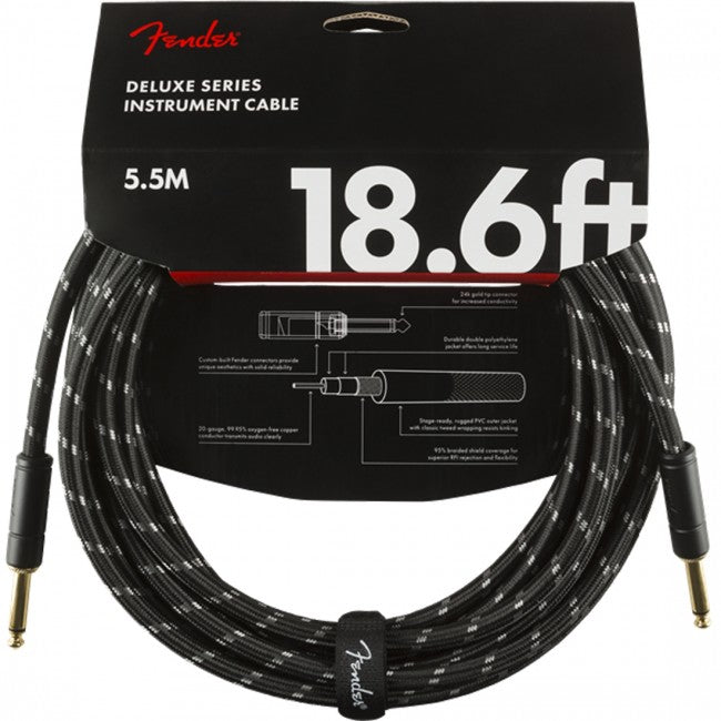 Fender Deluxe Ins Cable 18.6ft Straight Black Tweed