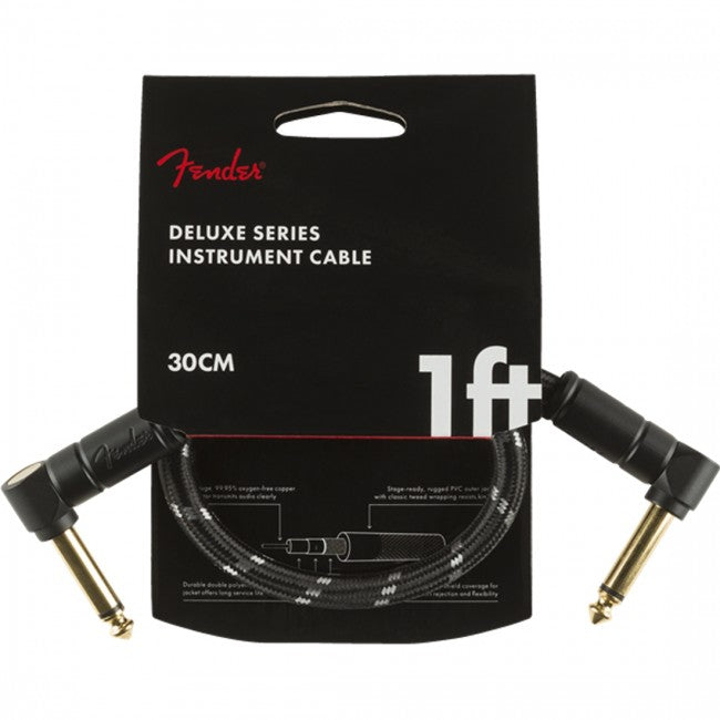 Fender Deluxe Instrument Cable 1ft  Angle/Angle Black