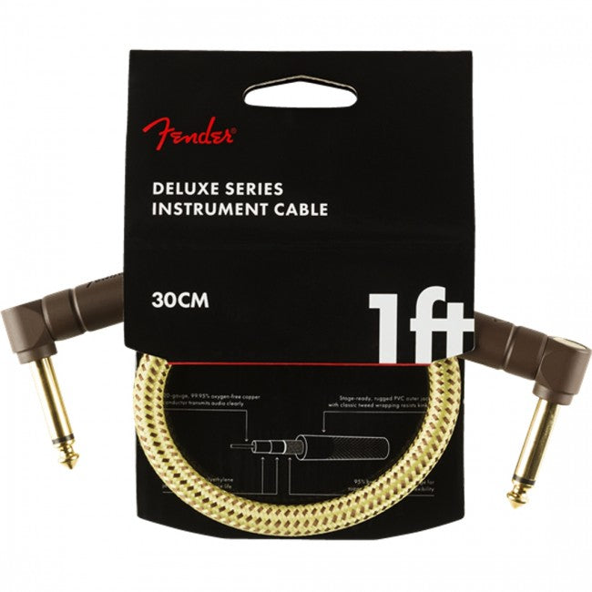 Fender Deluxe Instrument Cable 1ft Angle Tweed