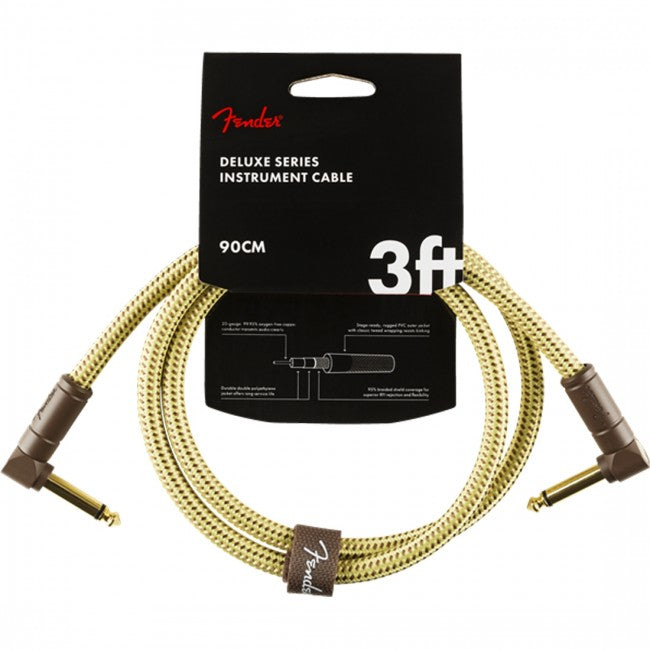 Fender Deluxe Instrument Cable 3ft Angle Tweed