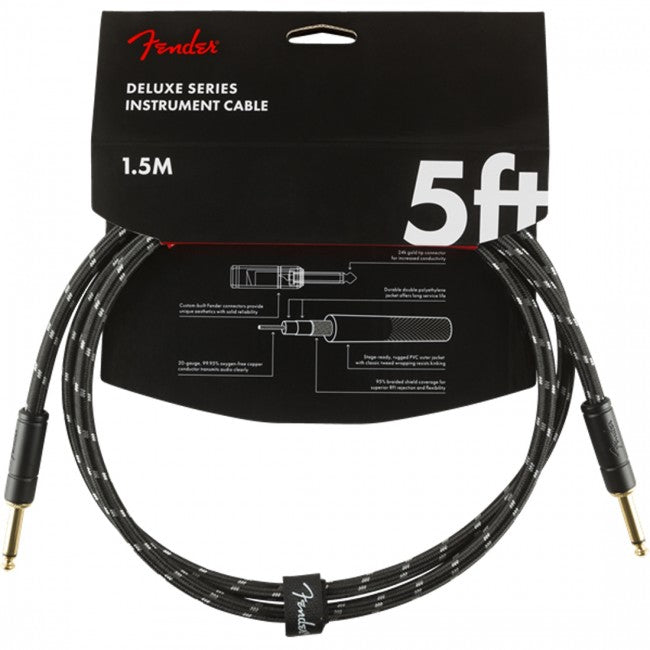Fender Deluxe Instrument Cable 5ft Black Tweed