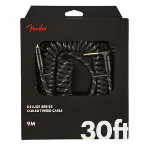 Fender Deluxe Series Coil Guitar Cable Instrument Lead 9m (30ft) Black Tweed