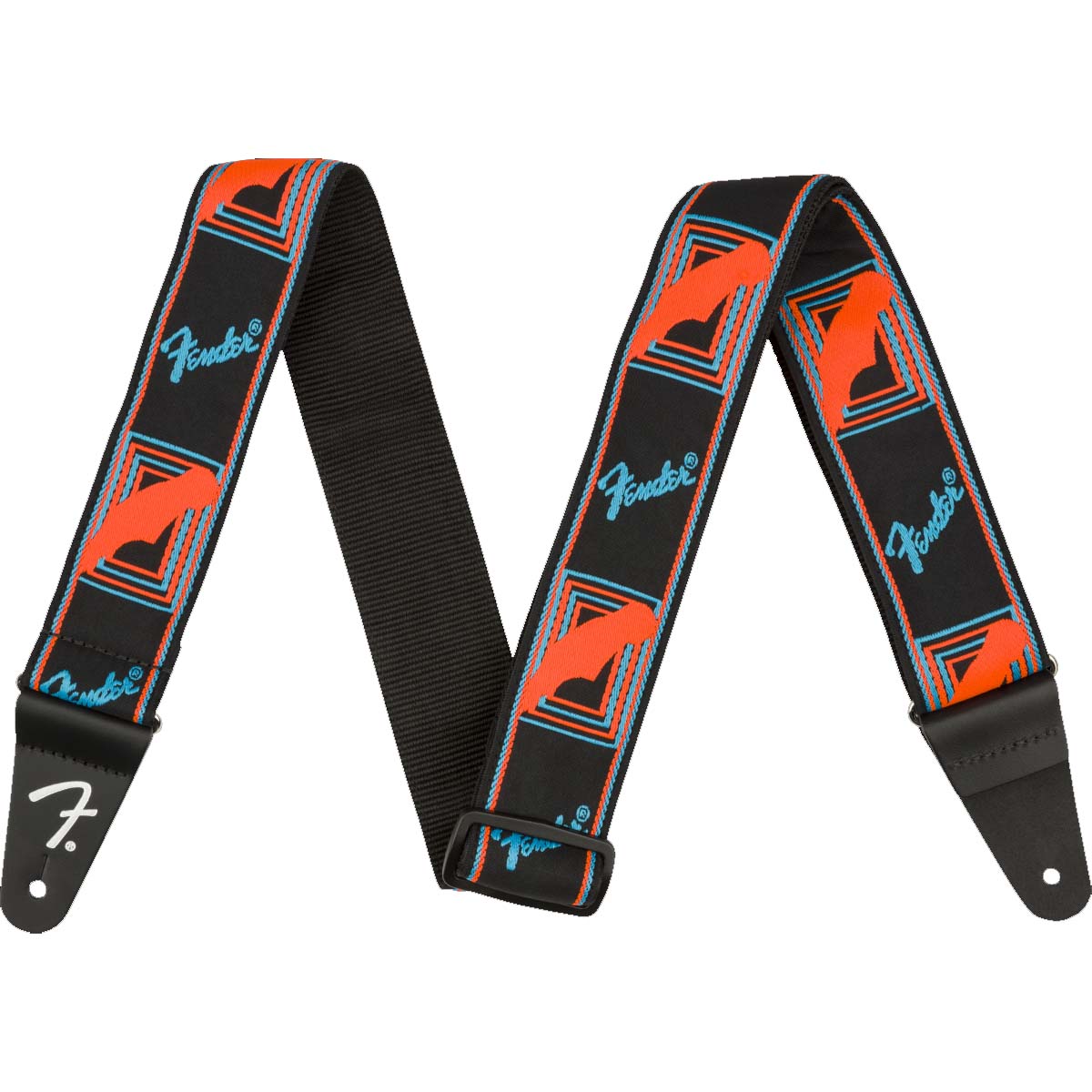 Fender Neon Monogrammed Guitar Strap Blue/Orange - 0990681302