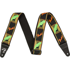 Fender Neon Monogrammed Guitar Strap Green/Orange - 0990681301