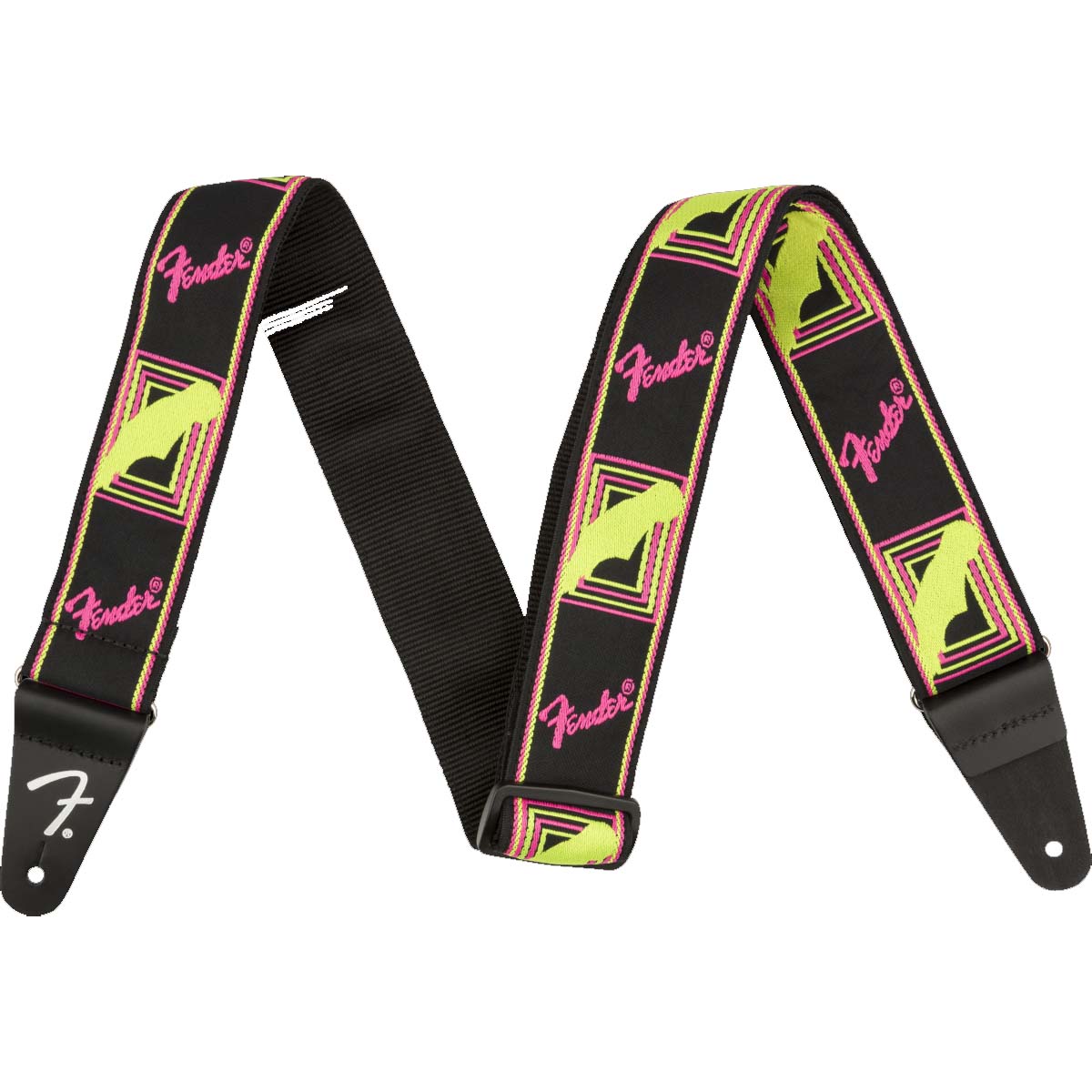 Fender Neon Monogrammed Guitar Strap Yellow/Pink - 0990681304