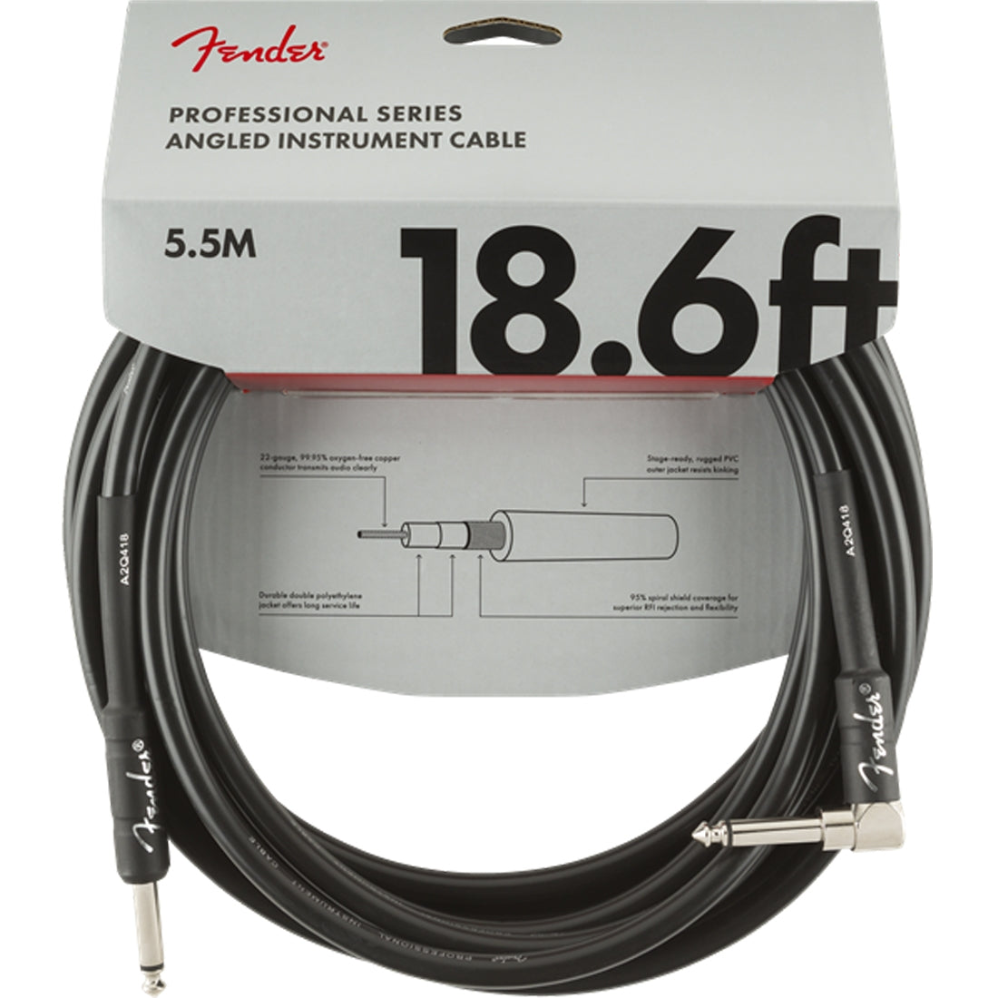 Fender Professional Series Instrument Cable 5.5m (18.6ft) Straight/Angle - 0990820019