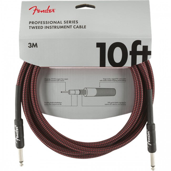 Fender Professional Series Instrument Cable 10ft Red Tweed