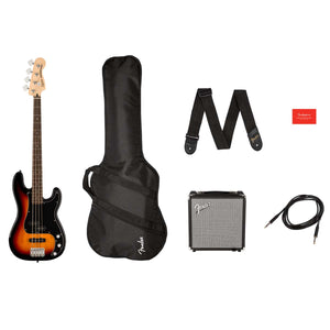 Fender Squier Affinity Series Precision PJ Bass Guitar Pack 3-Color Sunburst w/ Rumble 15 Amp - 0372980300