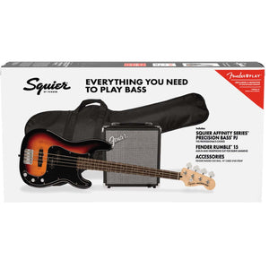 Fender Squier Affinity Series Precision PJ Bass Guitar Pack 3-Color Sunburst w/ Rumble 15 Amp - 0372980300