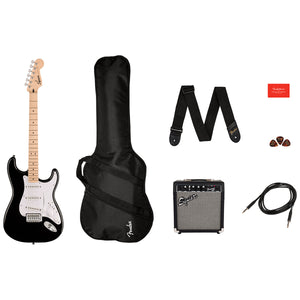 Fender Squier Sonic Stratocaster Electric Guitar Pack Black w/ Frontman 10G - 0371720306