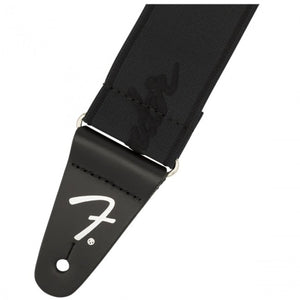 Fender WeighLess Guitar Strap 2inch Running Logo Black/Black