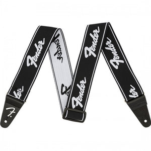 Fender WeighLess Running Logo Guitar Strap BW